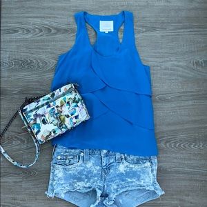 ❤️ Madison Marcus Silk Layered Racer Side Zip Back Tank NWOT